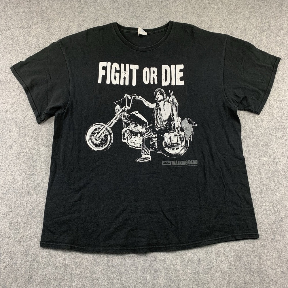 Walking Dead Daryl Dixon "Fight or Die" Motorcycle Graphic Shirt  Size 2XL 2015